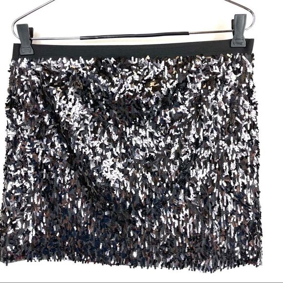 Express Black Stretch Sequined Mini Skirt - Picture 4 of 14